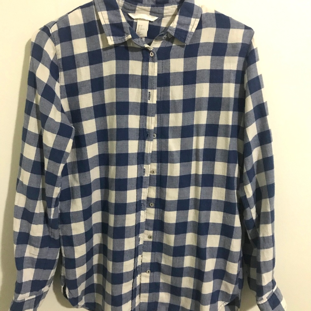 H&M Blue and White Plaid Shirt